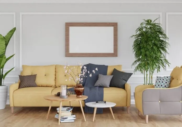 color blocking na ścianie nowoczesny salon