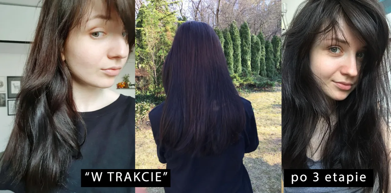 Włosy po hennie przed i po blask