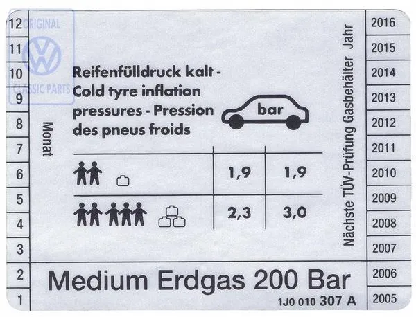 tabliczka znamionowa ciśnienia opon samochód