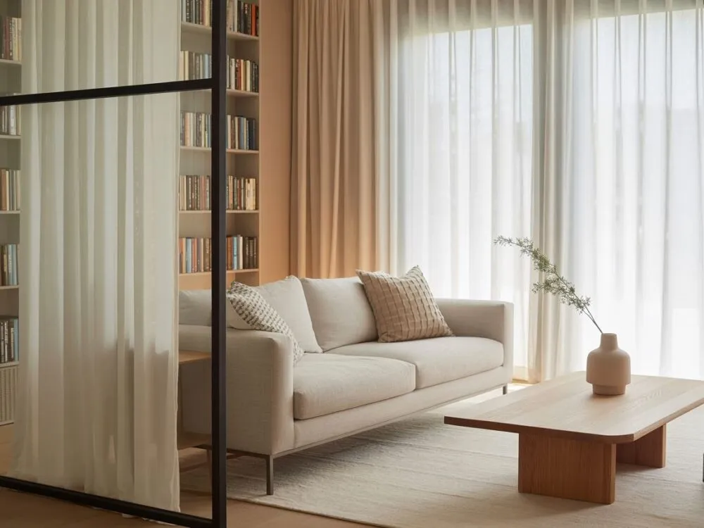 zasłony parawan dzielący pok&oacute;j aranżacje