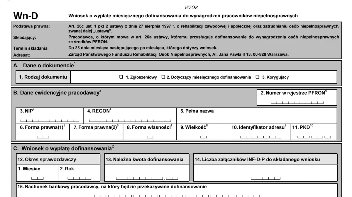 Dokumenty PFRON warunki dofinansowania