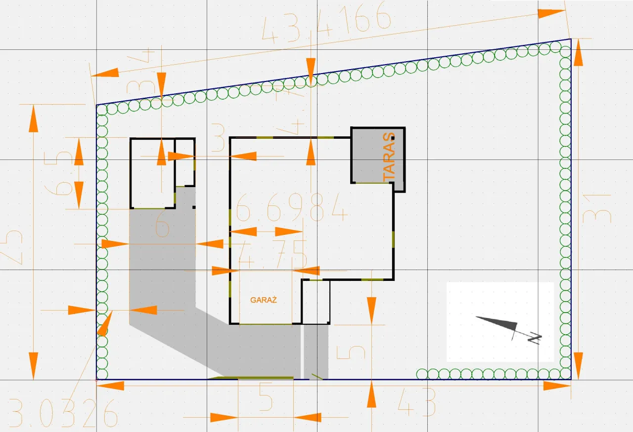schemat odległości garażu od granicy działki