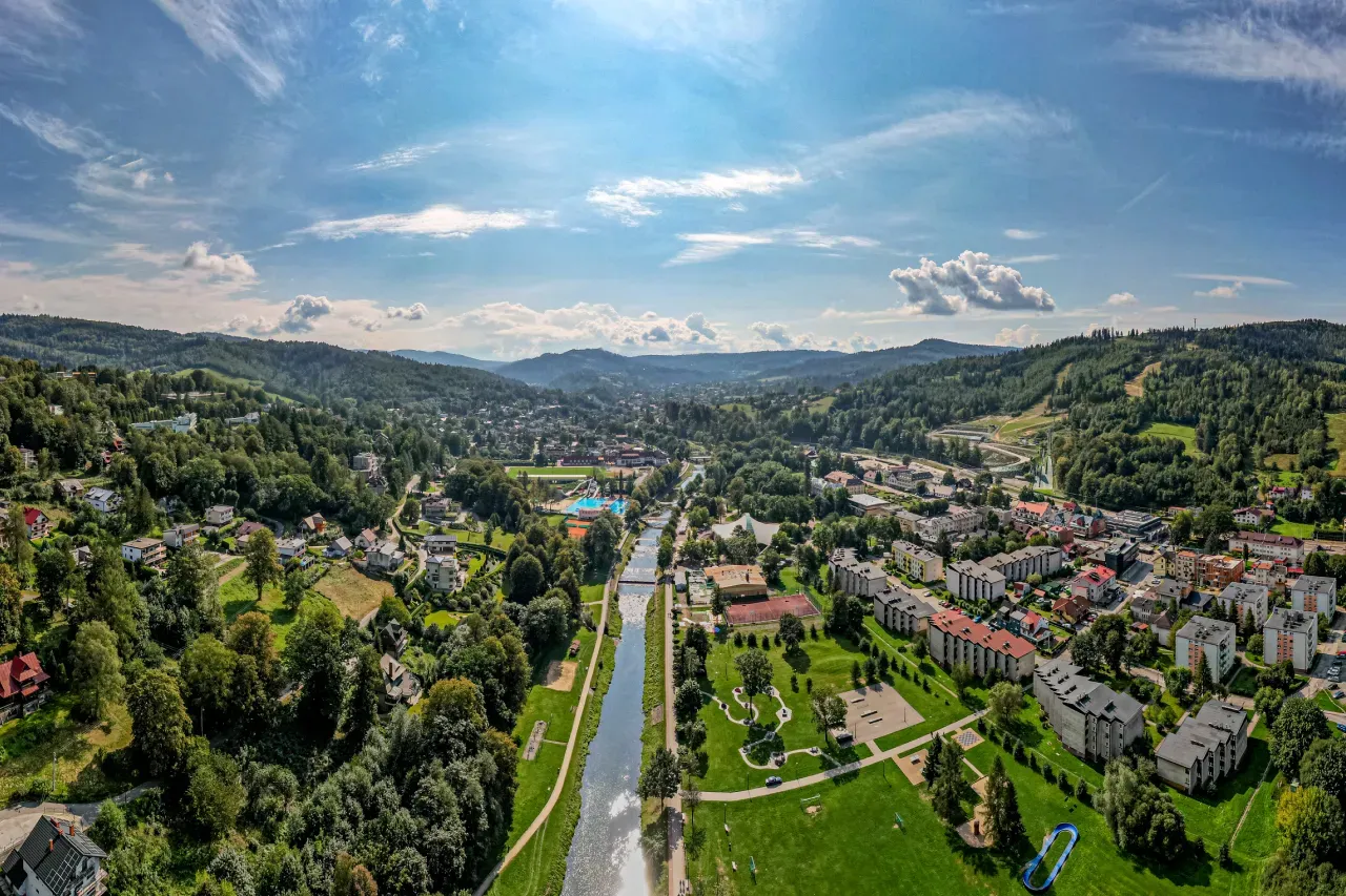 panorama Wisły w Beskidzie Śląskim