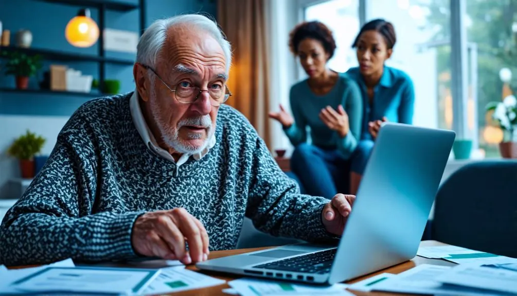 senior zastanawiający się nad dokumentami finansowymi