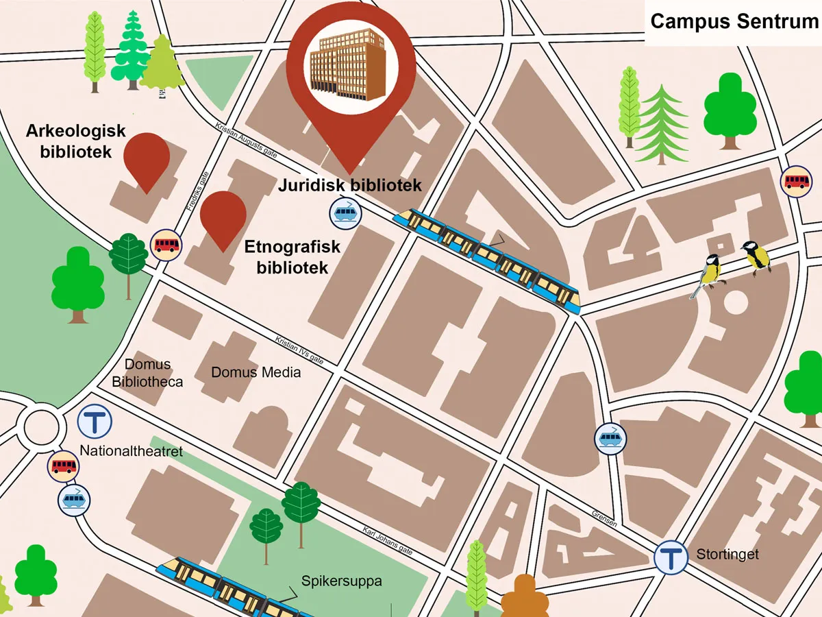 Mapa kampusu Uniwersytetu w Oslo