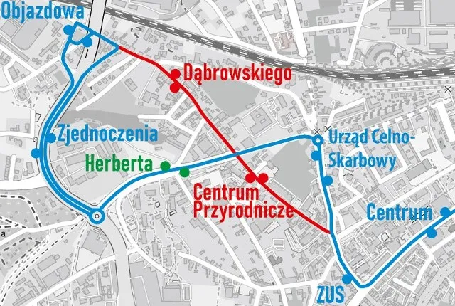 Mapa trasy autobusu MZK Zielona Góra linia 6