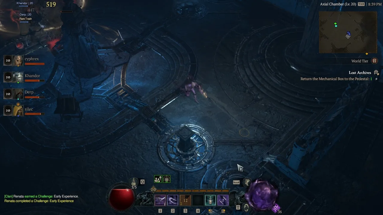 Diablo 4 co-op party interface