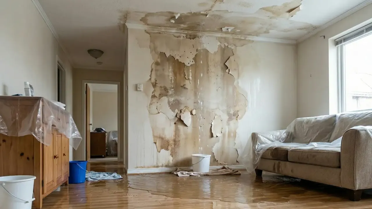 Sąsiad zalał mi mieszkanie, nie mam ubezpieczenia. Woda kapie z sufitu, ściany i podłoga są mokre, meble przykryte folią.