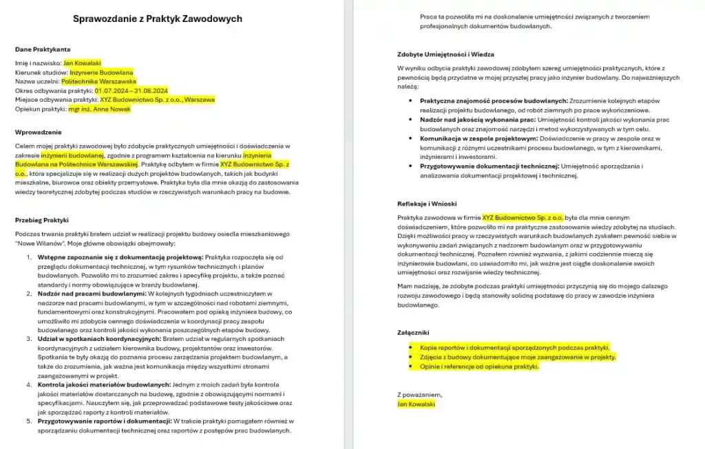 Podstawy prawne praktyk zawodowych i studenckich