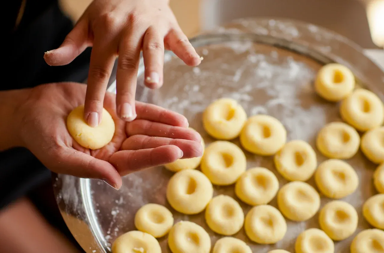 proces formowania klusek śląskich z dziurką