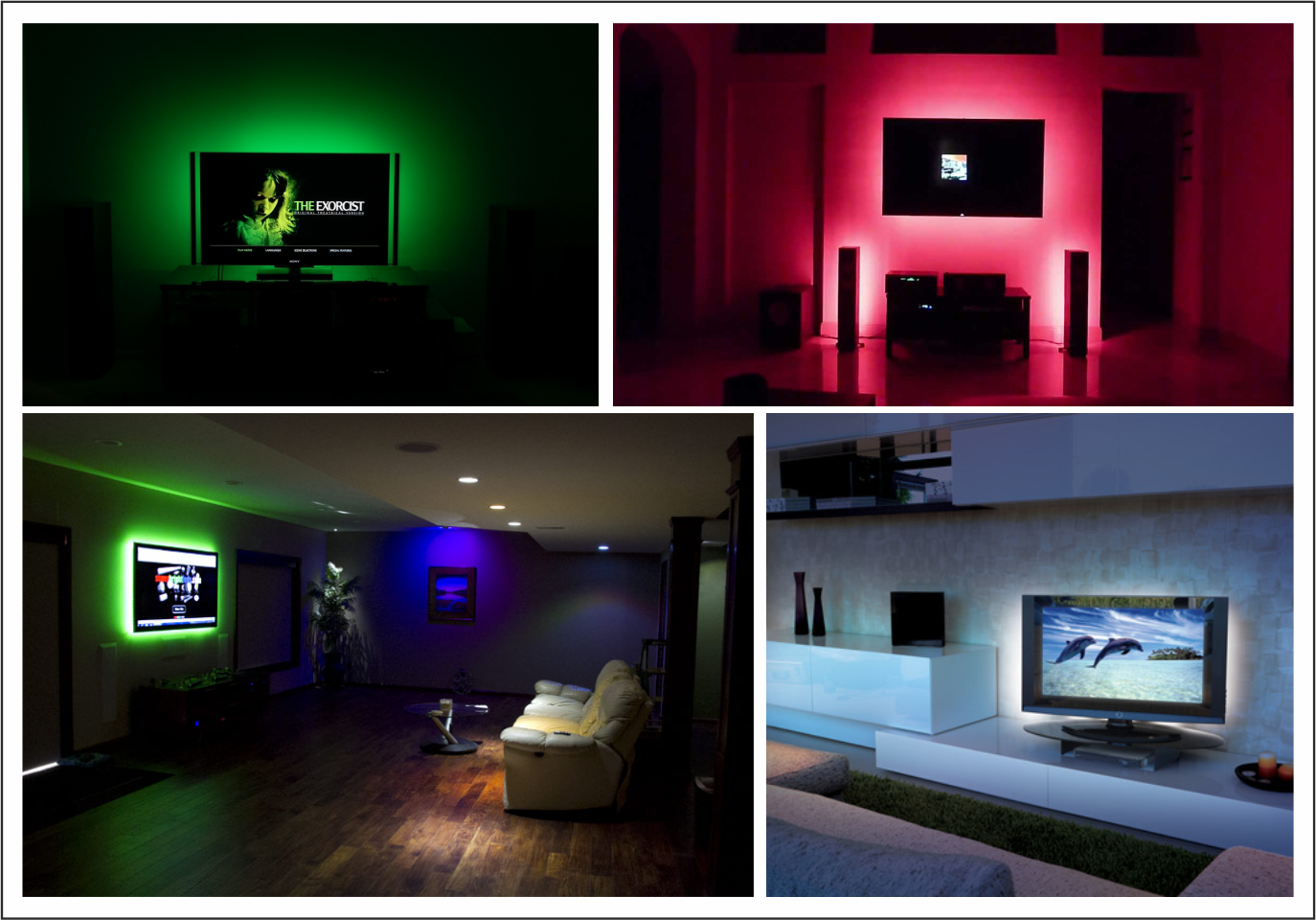 Jak prawidłowo oświetlić telewizor? Przykłady nastrojowego podświetlenia LED tworzą atmosferę w salonie.