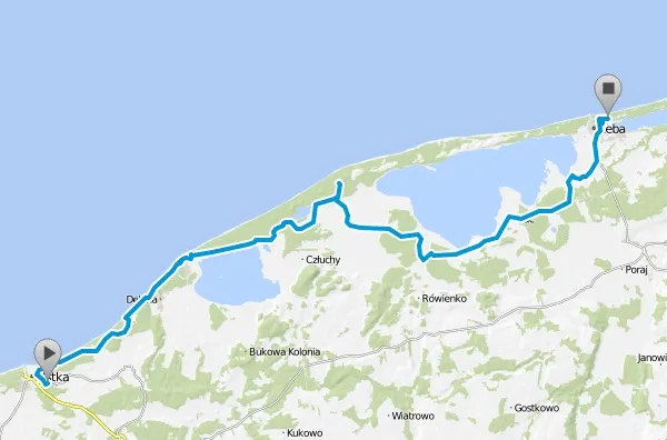 Mapa trasy Ustka Łeba samochodem