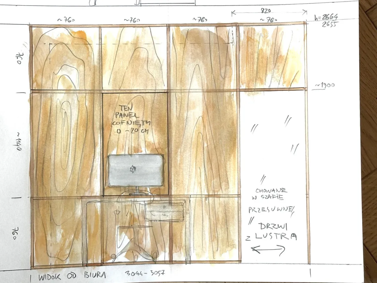 Projekt szafki z drewna schemat
