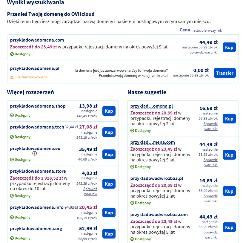 narzędzie do sprawdzania dostępności domeny, wyszukiwarka domen screenshot
