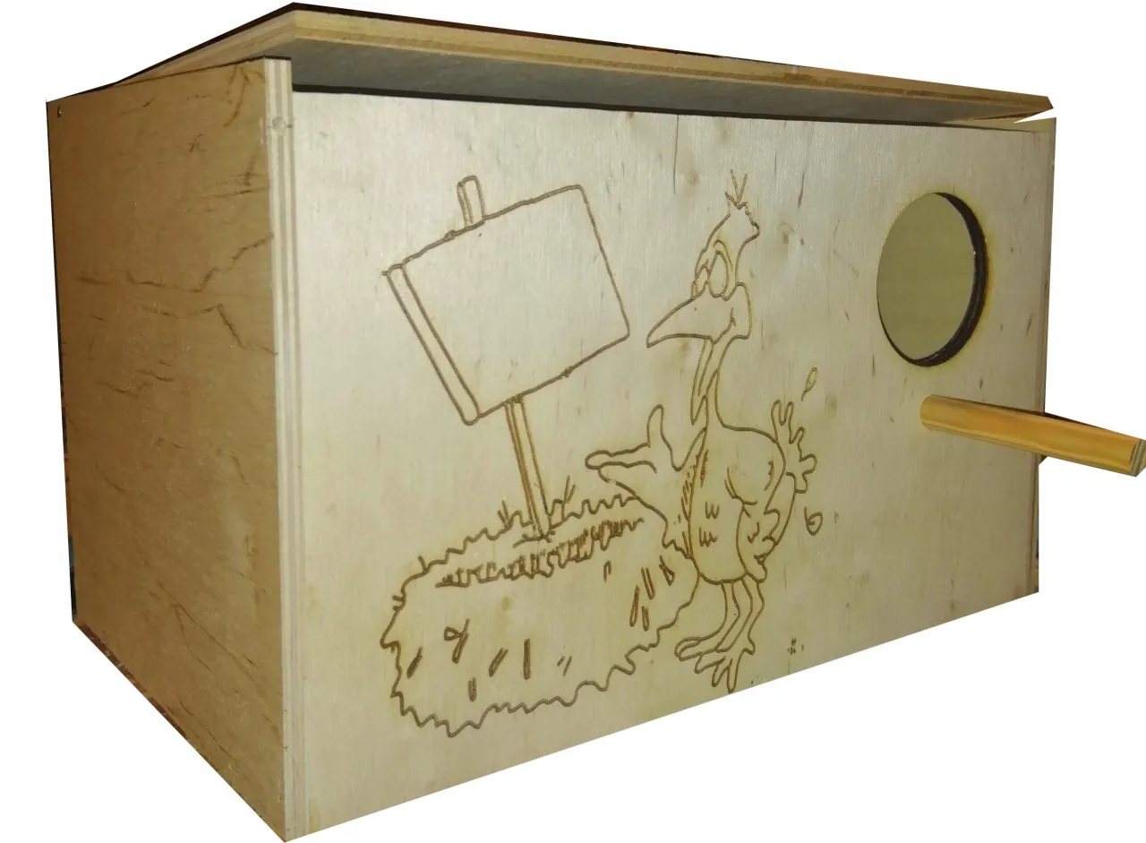 Budka lęgowa dla nimfy w środku drabinka