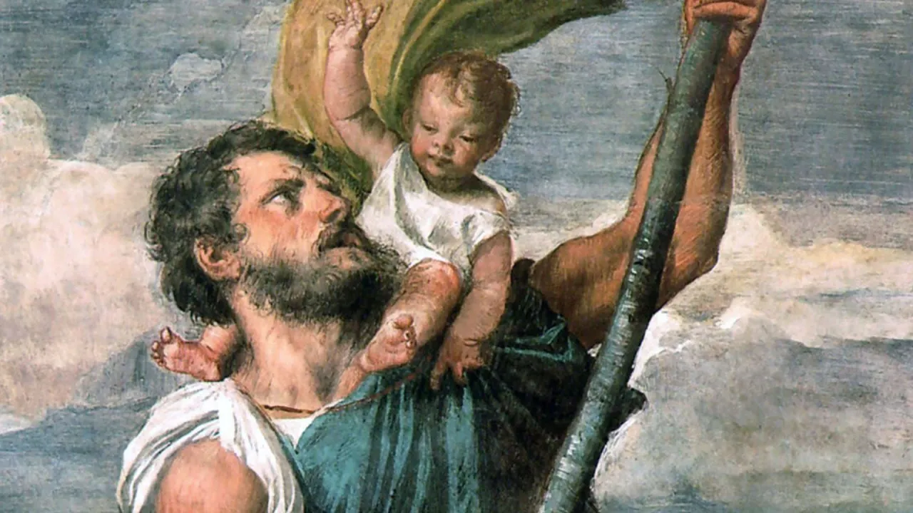 Święty Krzysztof niosący Dzieciątko Jezus