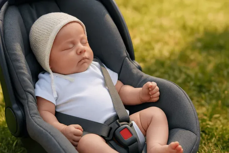 noworodek w lekkim body w letni dzień