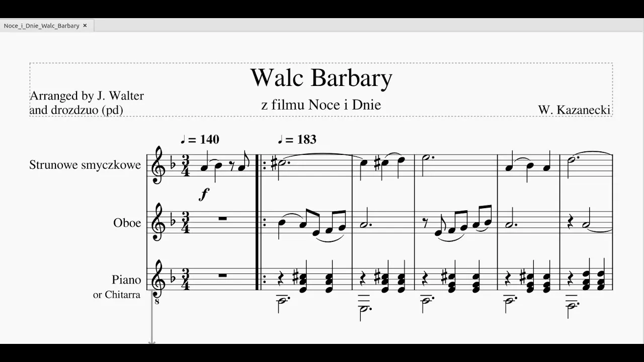 Nuty Walc Barbary fortepian