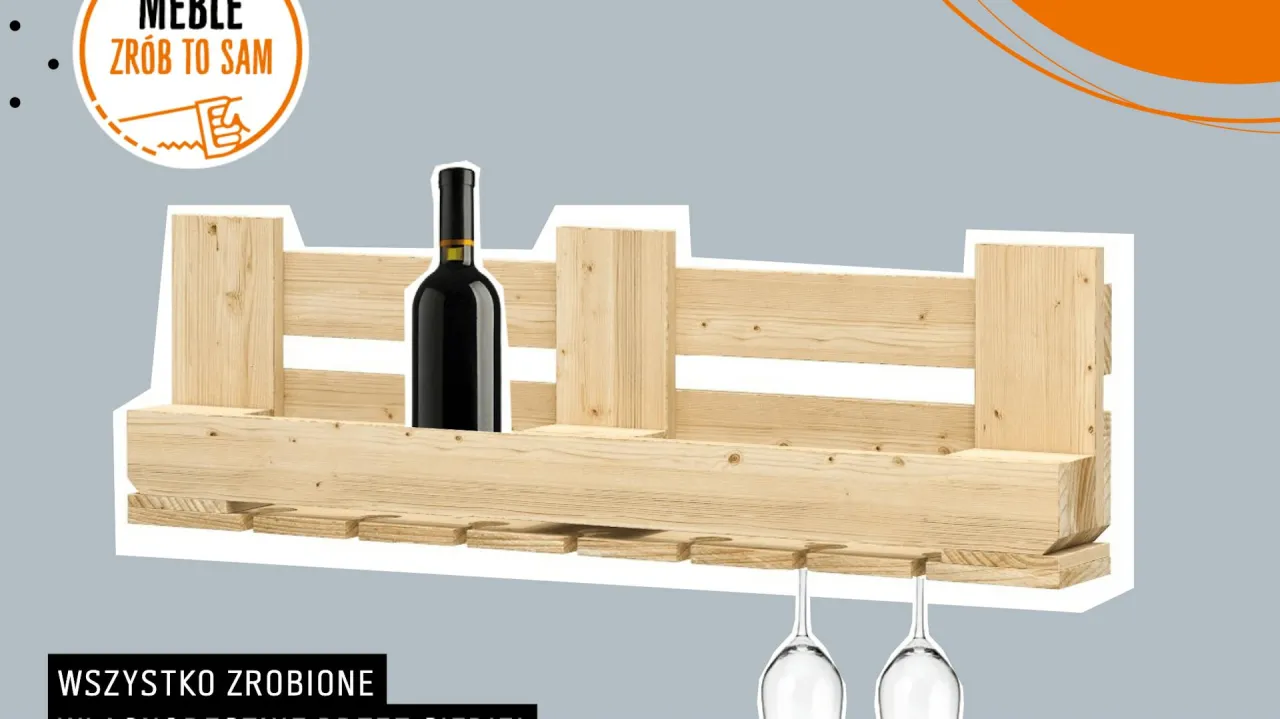 P&oacute;łka na wino z palety DIY, instrukcja krok po kroku