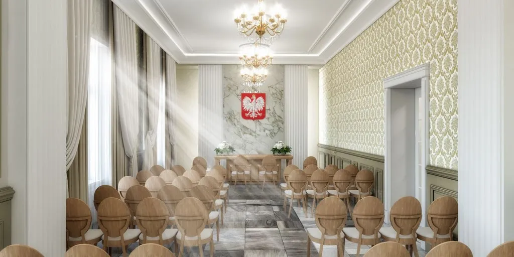 Urząd Stanu Cywilnego wnętrze, sala ślubów USC