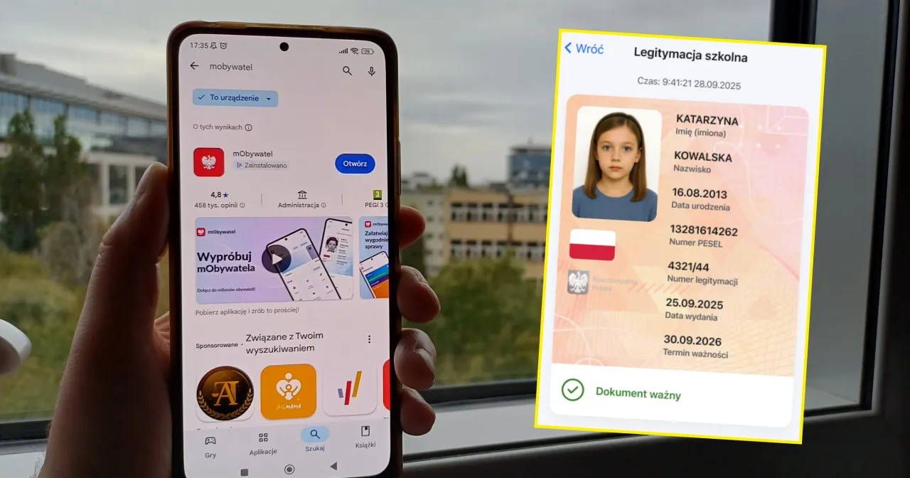 mLegitymacja w aplikacji mObywatel wygląd