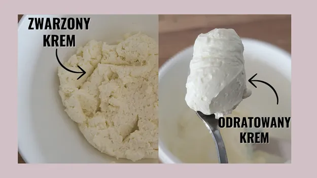 zwarzony krem do babeczek przed i po ratowaniu