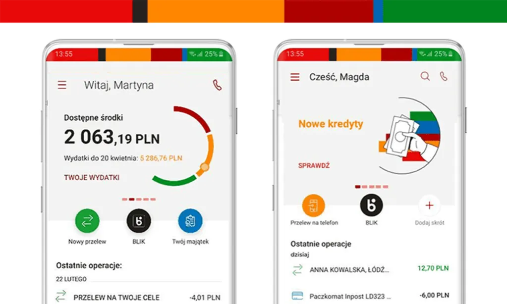 mBank aplikacja mobilna ekran główny