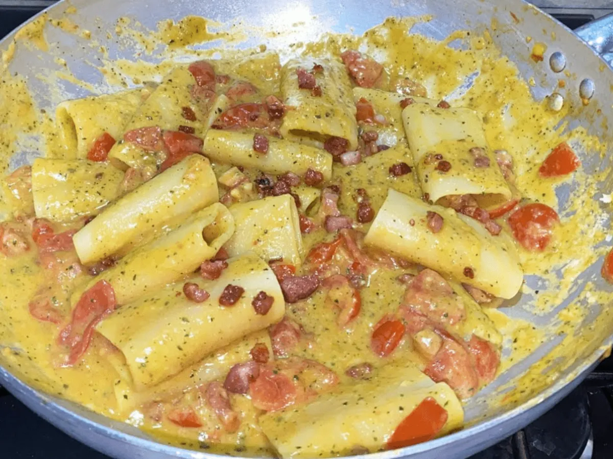 Pasta con pancetta e zucchine, pasta con pancetta e pomodorini, pasta con pancetta e panna anni 80