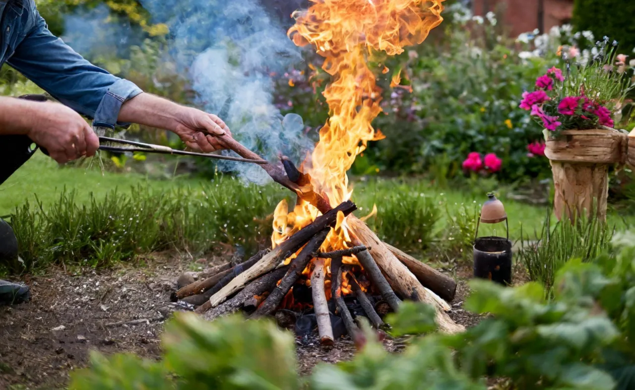 Ognisko na działce płonie jasno, a dym unosi się w powietrze. To idealny moment, by dowiedzieć się, kiedy można palić ognisko na działce.