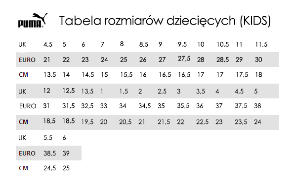 tabela rozmiarów butów dziecięcych przykład