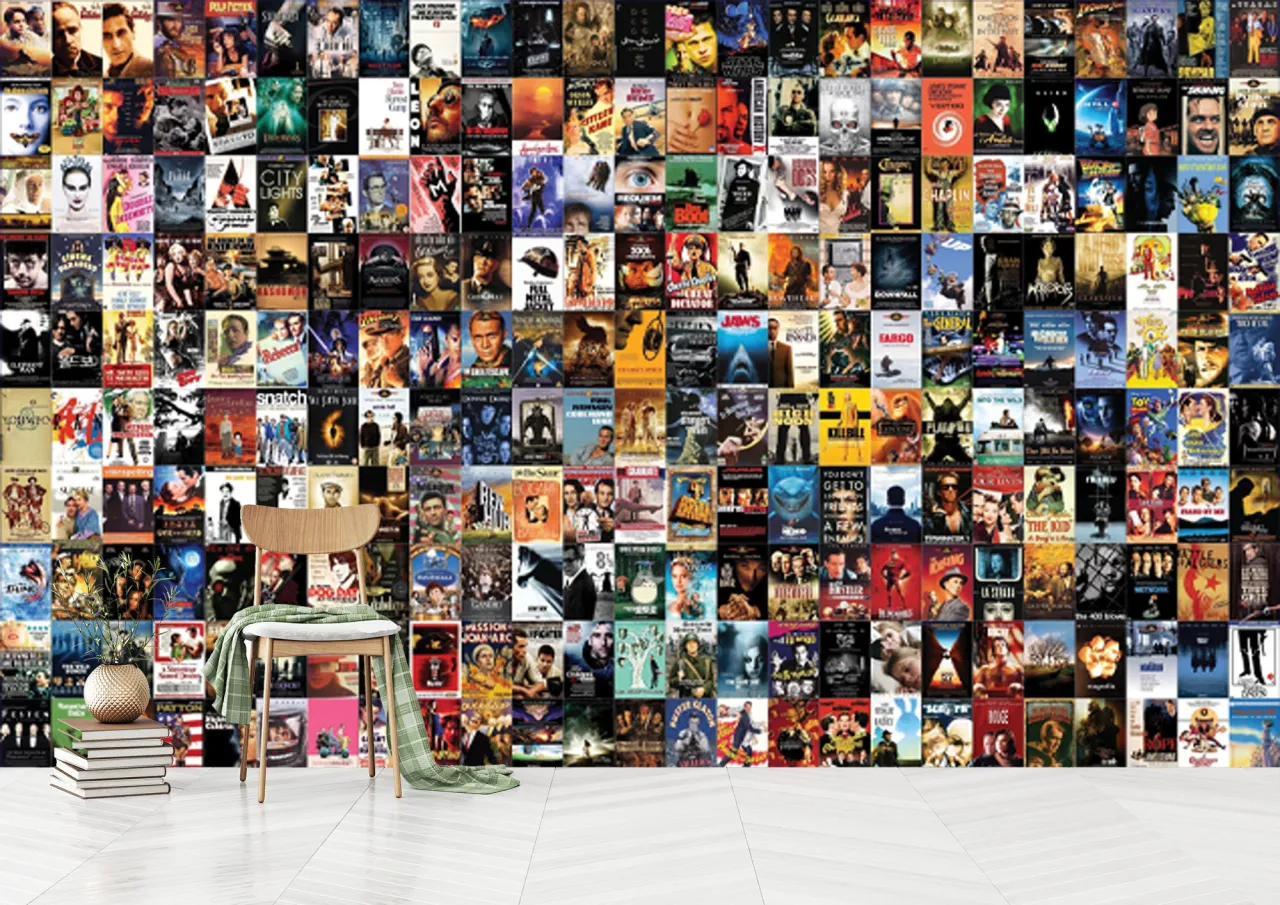 Kolaż kultowych scen z film&oacute;w hollywoodzkich