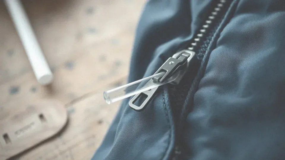 naprawa zamka w kurtce słomką krok po kroku