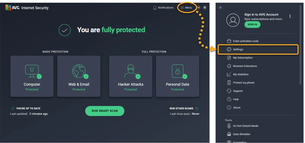 AVG Protection na Android, Windows i Mac ikony