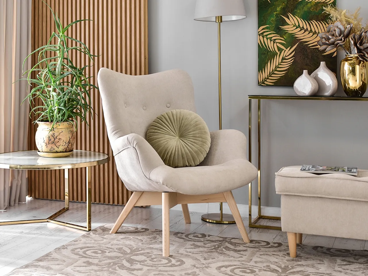 Fotel uszak w małym pokoju