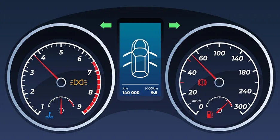 kontrolki zielone niebieskie deska rozdzielcza