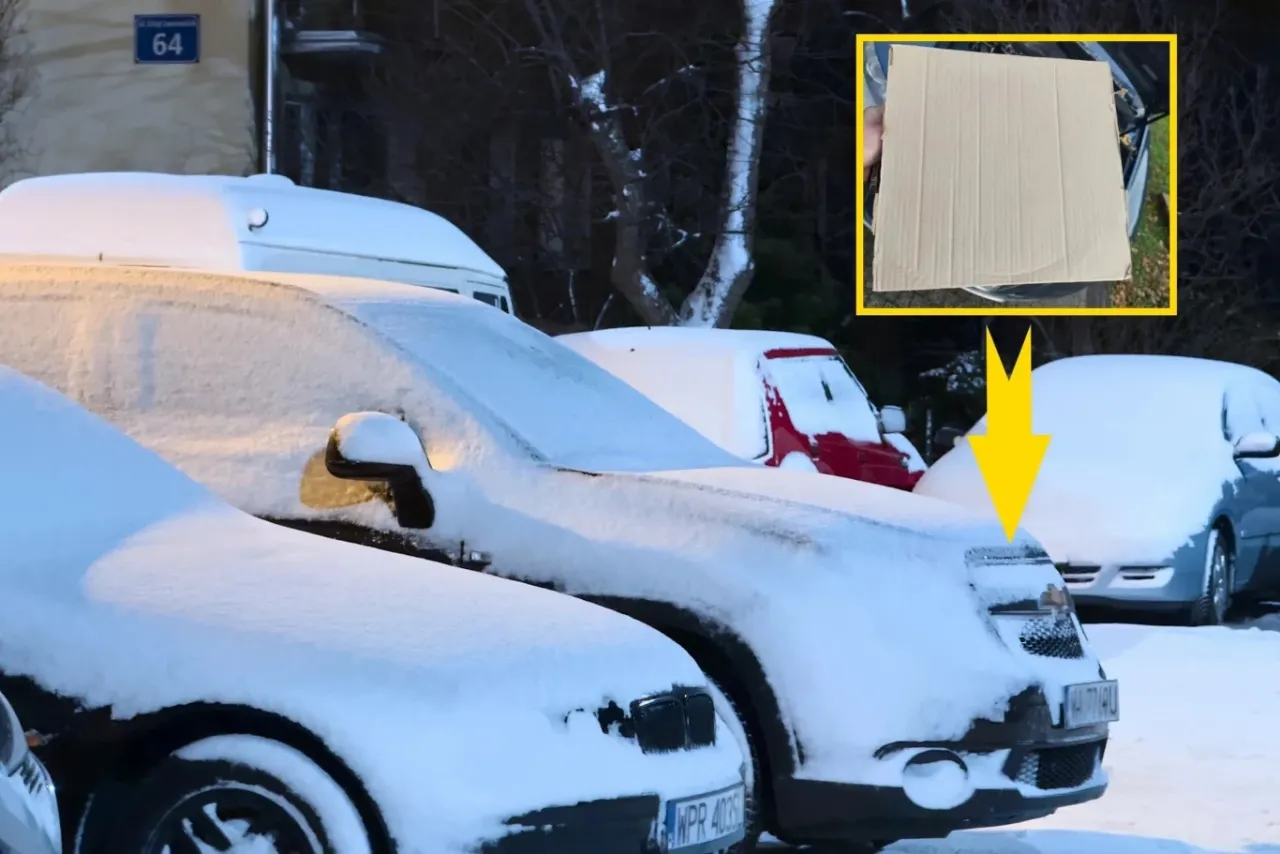 samoch&oacute;d z zasłoniętą chłodnicą zimą