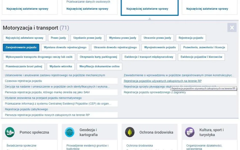 przerejestrowanie samochodu online epuap