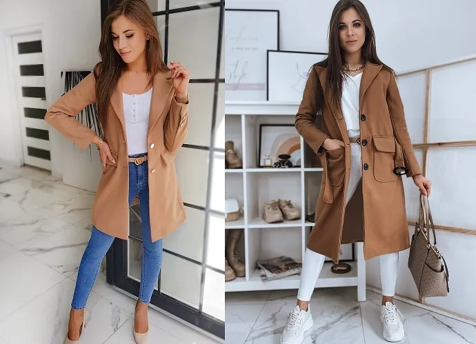 Płaszcz camel stylizacje eleganckie