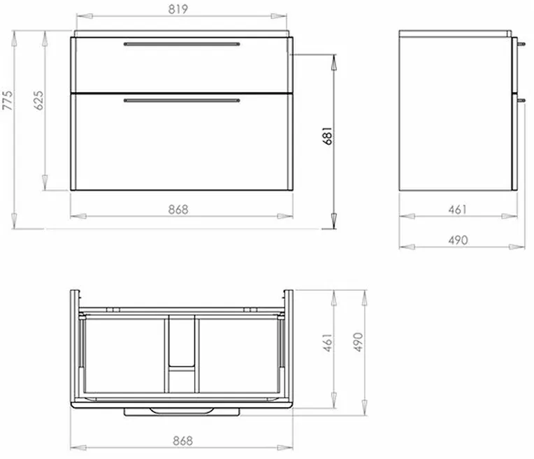 projekt szafki pod umywalkę szkic pomiary