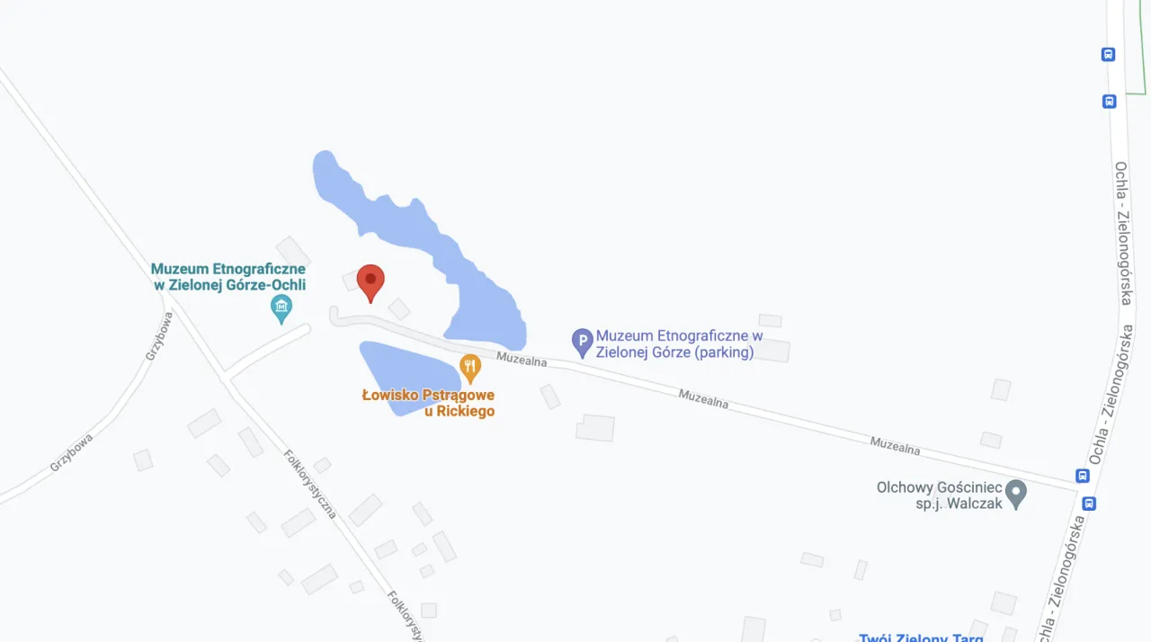 Skansen Ochla mapa dojazdu parking