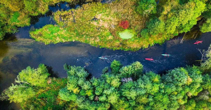 kajaki wielkopolska rzeka widok z g&oacute;ry