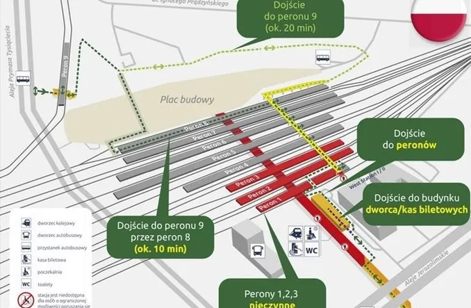 Mapa dojazdu Dworzec Zachodni