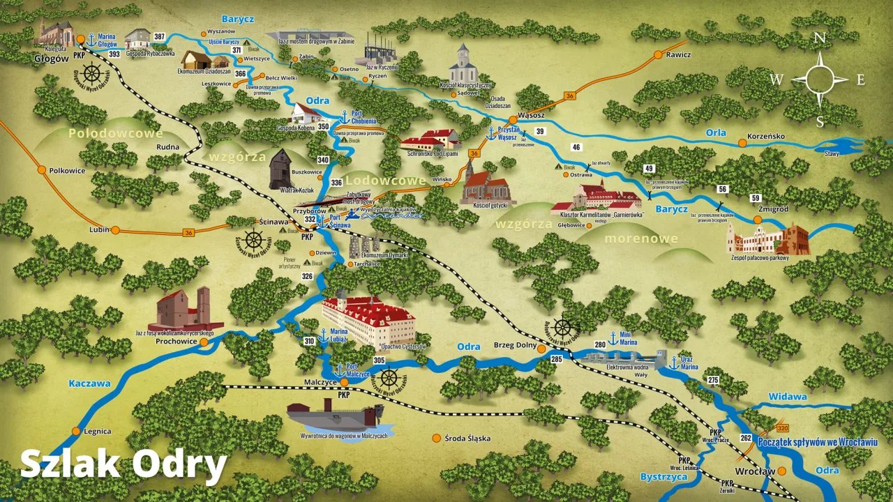 mapa tras kajakowych Dolny Śląsk