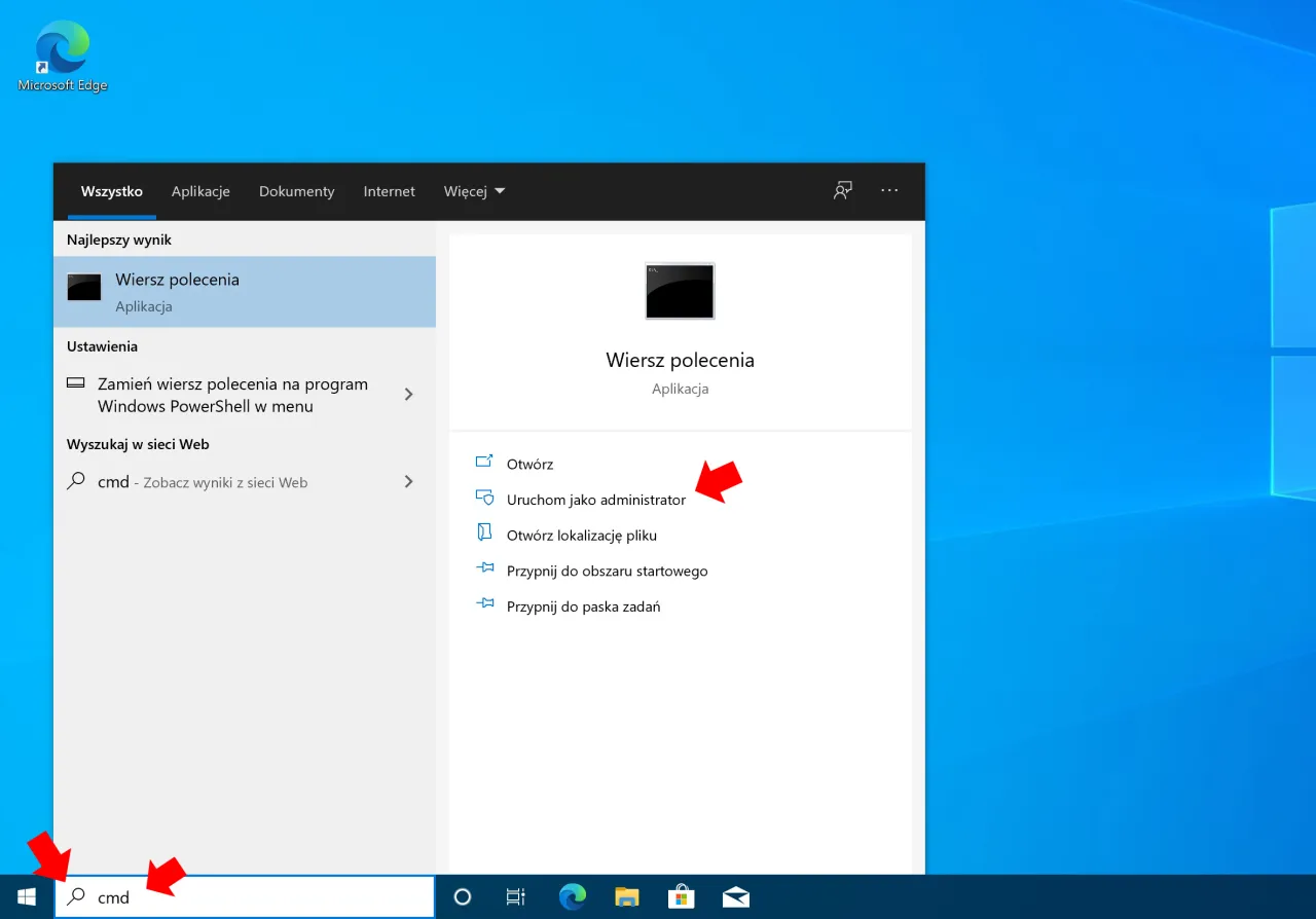 Wiersz polecenia Windows 10 z komendą netsh wlan show profile i widocznym hasłem