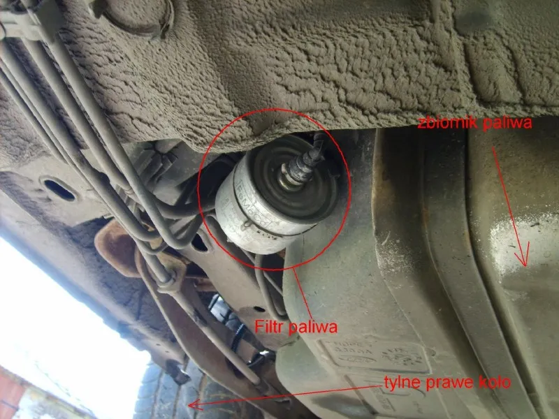 Ford Focus Mk1 1.6 benzyna lokalizacja filtra paliwa