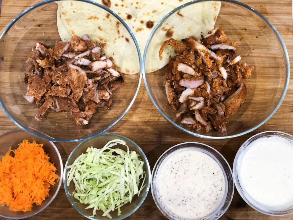 różne składniki kebaba