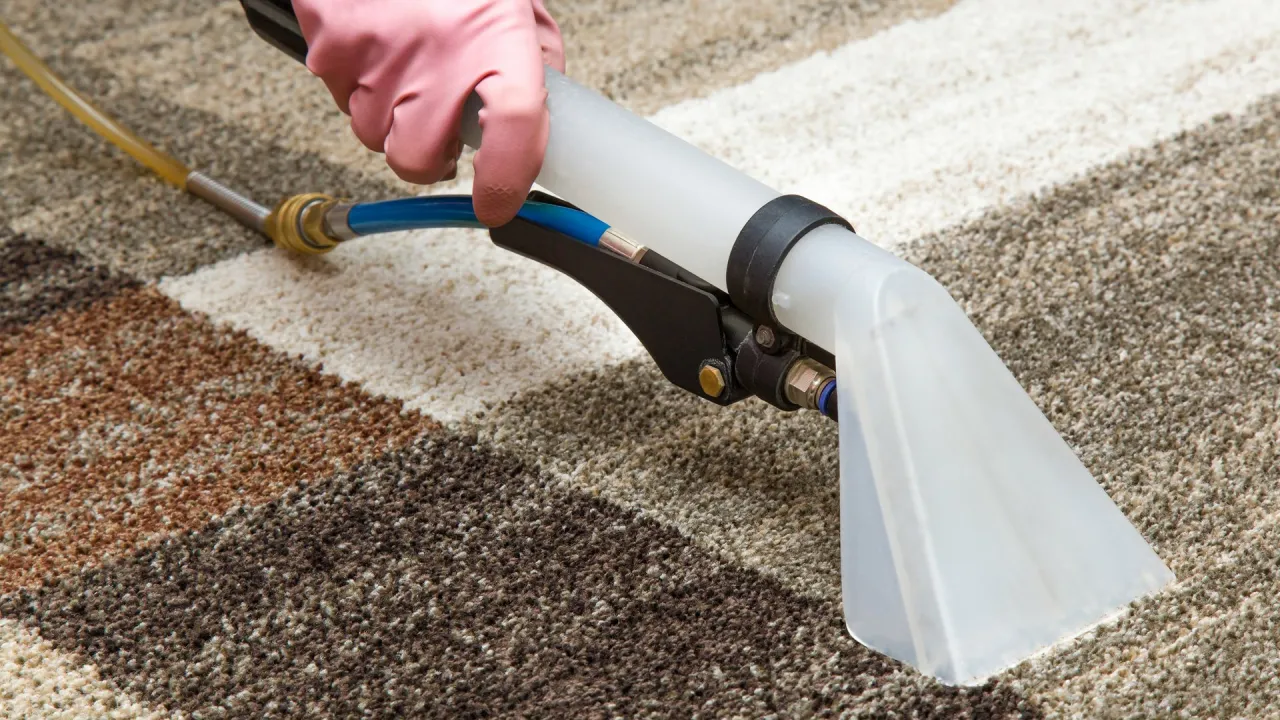 Odkurzacz piorący w akcji czyszczenia dywanu