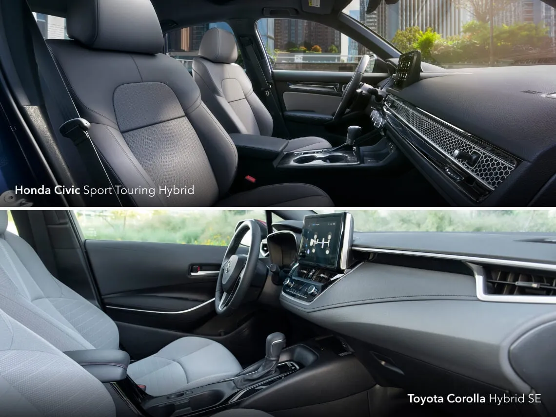 Toyota Corolla Hybrid vs Honda Civic e:HEV interior comparison