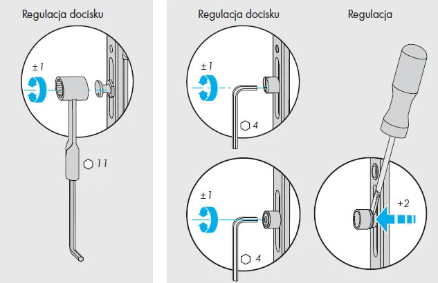 punkty regulacji okna PCV schemat