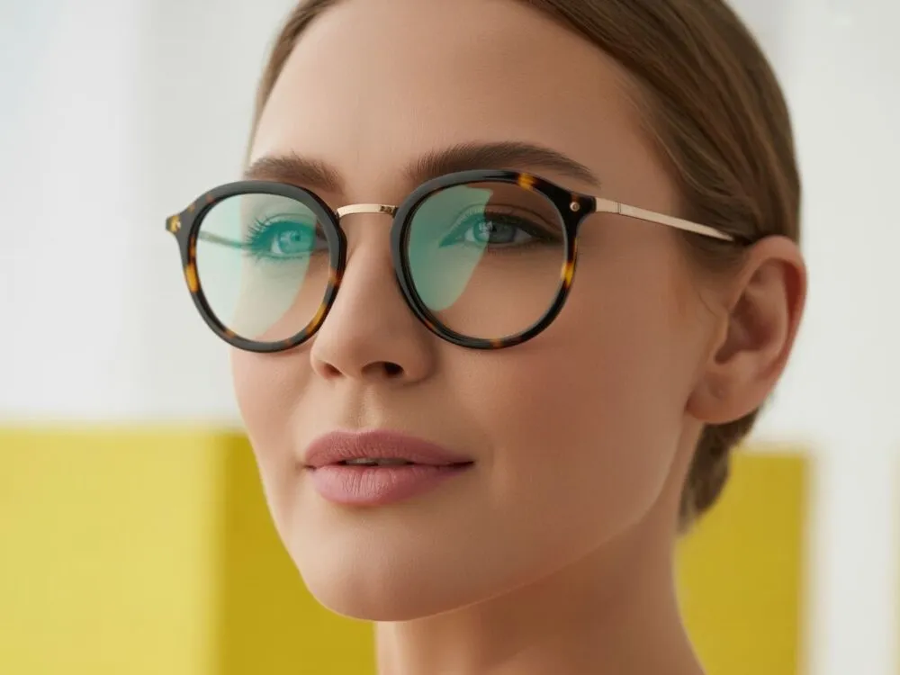 kocie oprawki na okrągłej twarzy